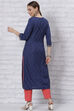 Indigo LIVA Straight Kurta image number 4